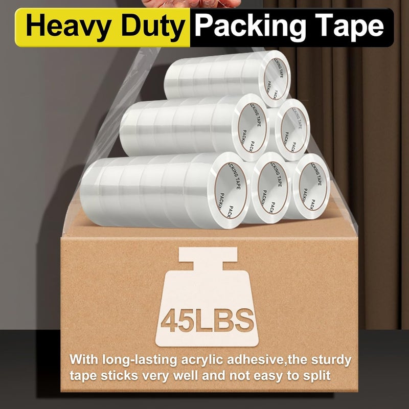 PACKKA Clear Packing Tape, Heavy Duty Packaging Tape Refills 18 Rolls, 2 inch x 65 Yards, Shipping Tape Box Tape Mailing Tape for Shipping Packaging Moving Sealing and Storage - Image 5